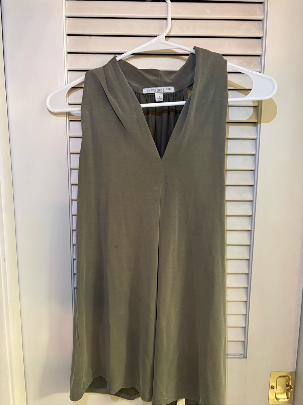 Green Envelope Olive V-Neck Sleeveless shirt